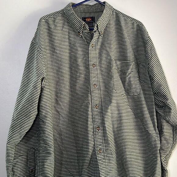 Route 66 Button Up Shirt Men's Size XL Long Sleeve Green Cream Check Cott… - Picture 3 of 10